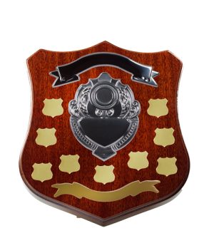 Dark Walnut Shield F10 + 9 Side Shields - Gold