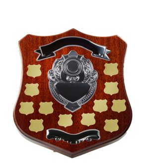 Dark Walnut Shield F10 + 12 Side Shields - Gold