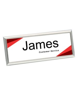 Straight Rectangle Badge - Small Silver