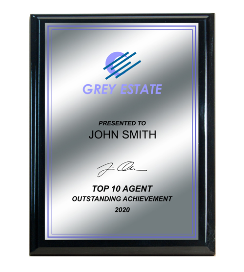 Black Plaque - Silver Plate