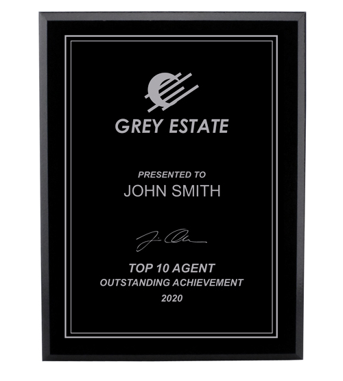 Black Plaque - Black & Silver Plate
