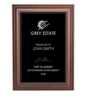 Solid Birch Plaque - Black & Silver Plate