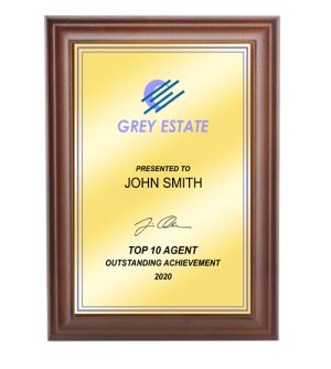 Solid Birch Plaque - Gold Plate